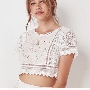 Spell Abigail Lace Cropped Top White